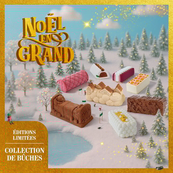 Bannière présentant une sélection de bûches de Noël 